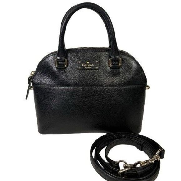 KATE SPADE Carli Grove Street BLACK Pebbled Leather Satchel Crossbody NWOT $349 - Picture 2 of 16